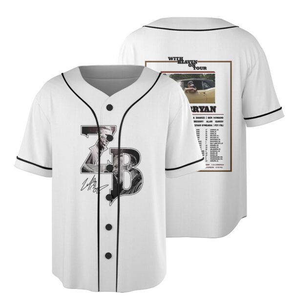 Zach Bryan Tour Baseball Jersey, With Heaven On Tour 2026 Jersey, Country Music Concert, Vintage Western Graphic Shirt
