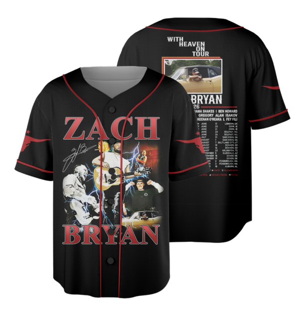 Zach Bryan Tour Baseball Jersey, With Heaven On Tour 2026 Jersey, Country Music Concert, Vintage Western Graphic Shirt