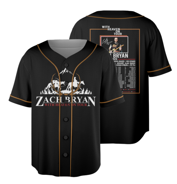 Zach Bryan Tour Baseball Jersey, With Heaven On Tour 2026 Jersey, Country Music Concert, Vintage Western Graphic Shirt