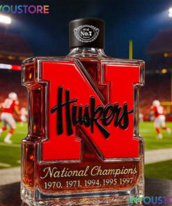 Nebraska Cornhuskers 5-Time National Champions Whiskey Bottle