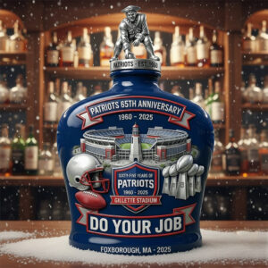 New England Patriots 65Th Anniversary Do Your Job Decanter Whiskey Bottle