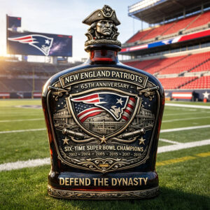 New England Patriots 65Th Anniversary Six Time Super Bowl Champions Whiskey Bottle