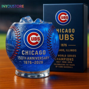 Alternative view of Chicago Cubs 150th Anniversary Baseball-Style Whiskey Glass