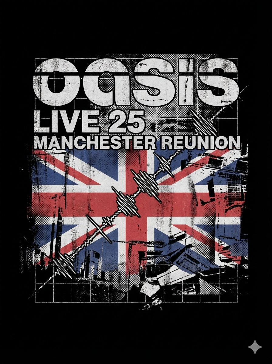 Oasis Live 25 Reunion 90s Britpop Manchester Era Vintage Bootleg Oversized - Image 3