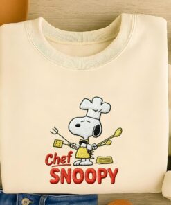 Alternative view of Chef Snoopy Embroidery Sweatshirt, Cute Peanuts Dog Machine Embroidery Shirt