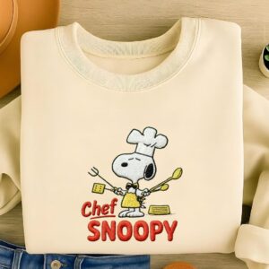 Alternative view of Chef Snoopy Embroidery Sweatshirt, Cute Peanuts Dog Machine Embroidery Shirt