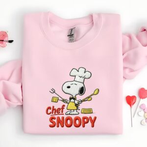 Chef Snoopy Embroidery Sweatshirt, Cute Peanuts Dog Machine Embroidery Shirt