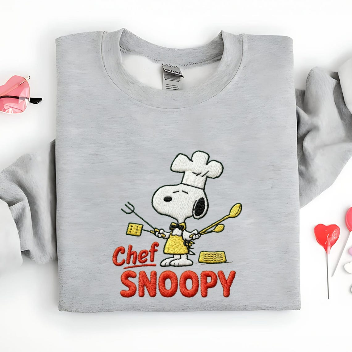 Chef Snoopy Embroidery Sweatshirt, Cute Peanuts Dog Machine Embroidery Shirt - Image 4