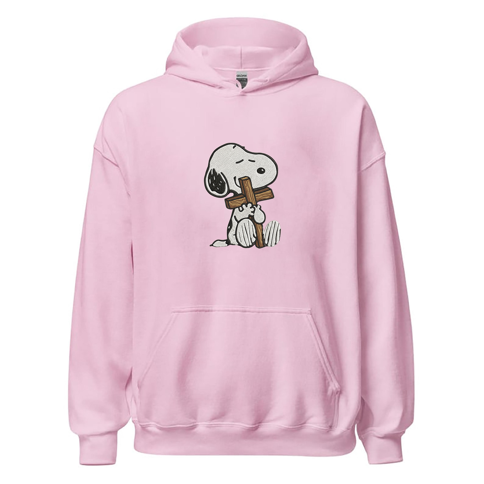 Snoopy Holding Cross Embroidery Hoodie/ Sweatshirt/ Shirt - Image 3