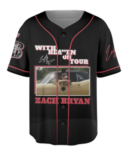 Alternative view of Zach Bryan Tour Baseball Jersey, With Heaven On Tour 2026 Jersey, Country Music Concert, Vintage Western Graphic Shirt