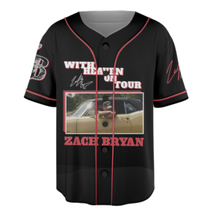Alternative view of Zach Bryan Tour Baseball Jersey, With Heaven On Tour 2026 Jersey, Country Music Concert, Vintage Western Graphic Shirt