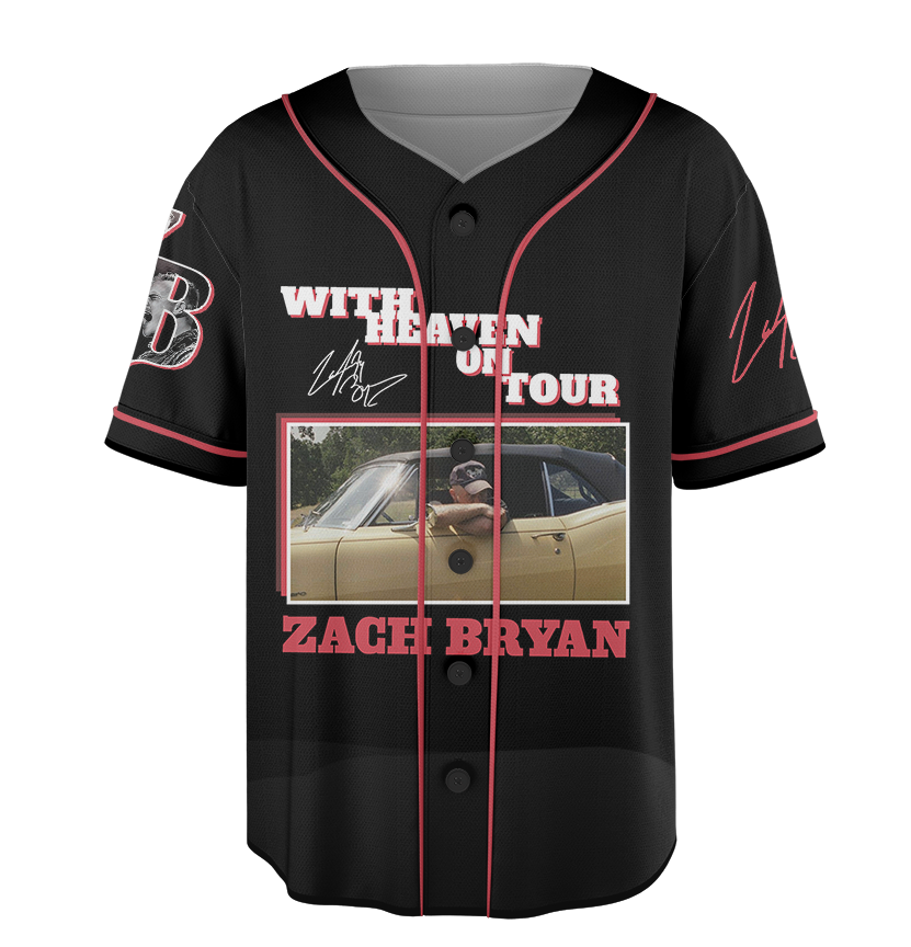 Zach Bryan Tour Baseball Jersey, With Heaven On Tour 2026 Jersey, Country Music Concert, Vintage Western Graphic Shirt - Image 2