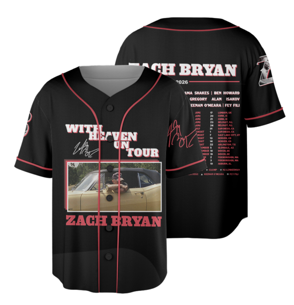 Zach Bryan Tour Baseball Jersey, With Heaven On Tour 2026 Jersey, Country Music Concert, Vintage Western Graphic Shirt