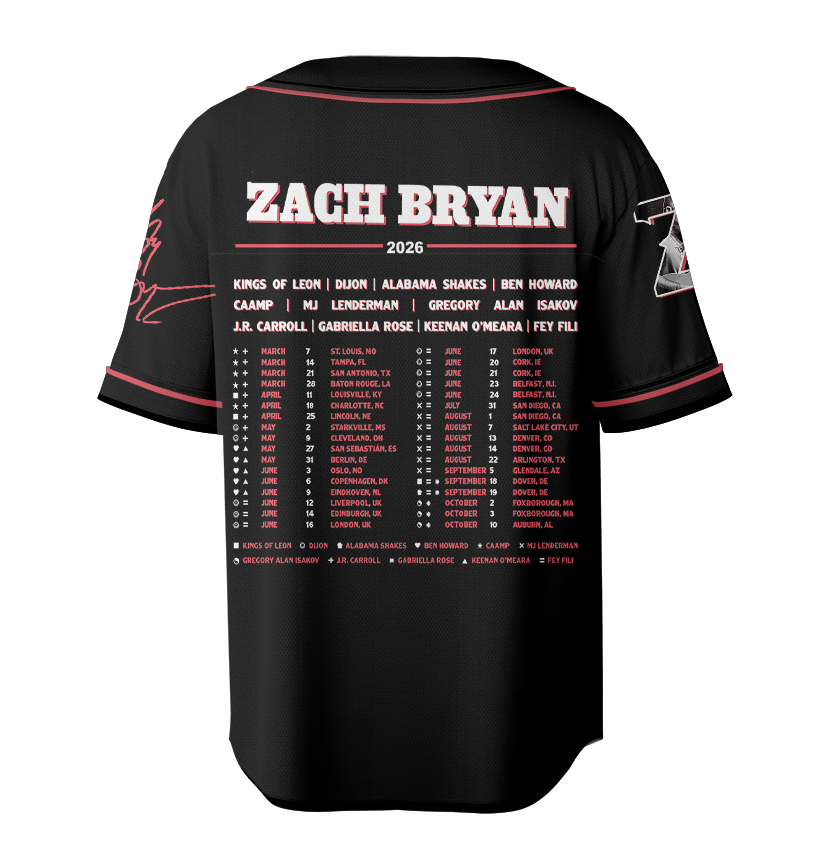 Zach Bryan Tour Baseball Jersey, With Heaven On Tour 2026 Jersey, Country Music Concert, Vintage Western Graphic Shirt - Image 3