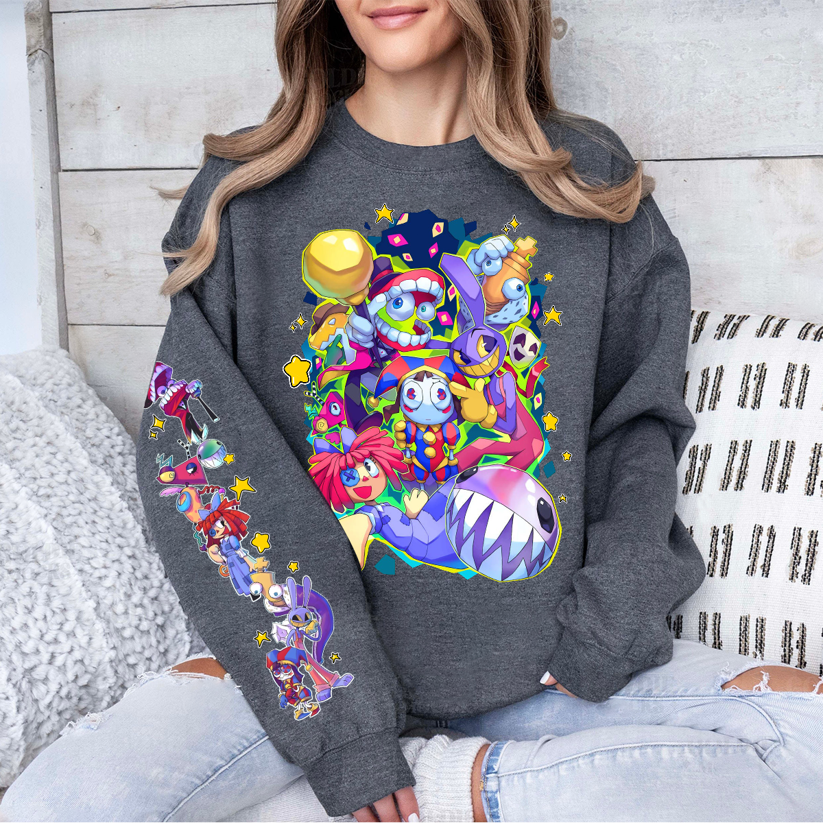 The Amazing Digital Circus Shirt, Trippy Digital Character Style Sweatshirt, Whimsical Cartoon Aesthetic Hoodie - Image 3