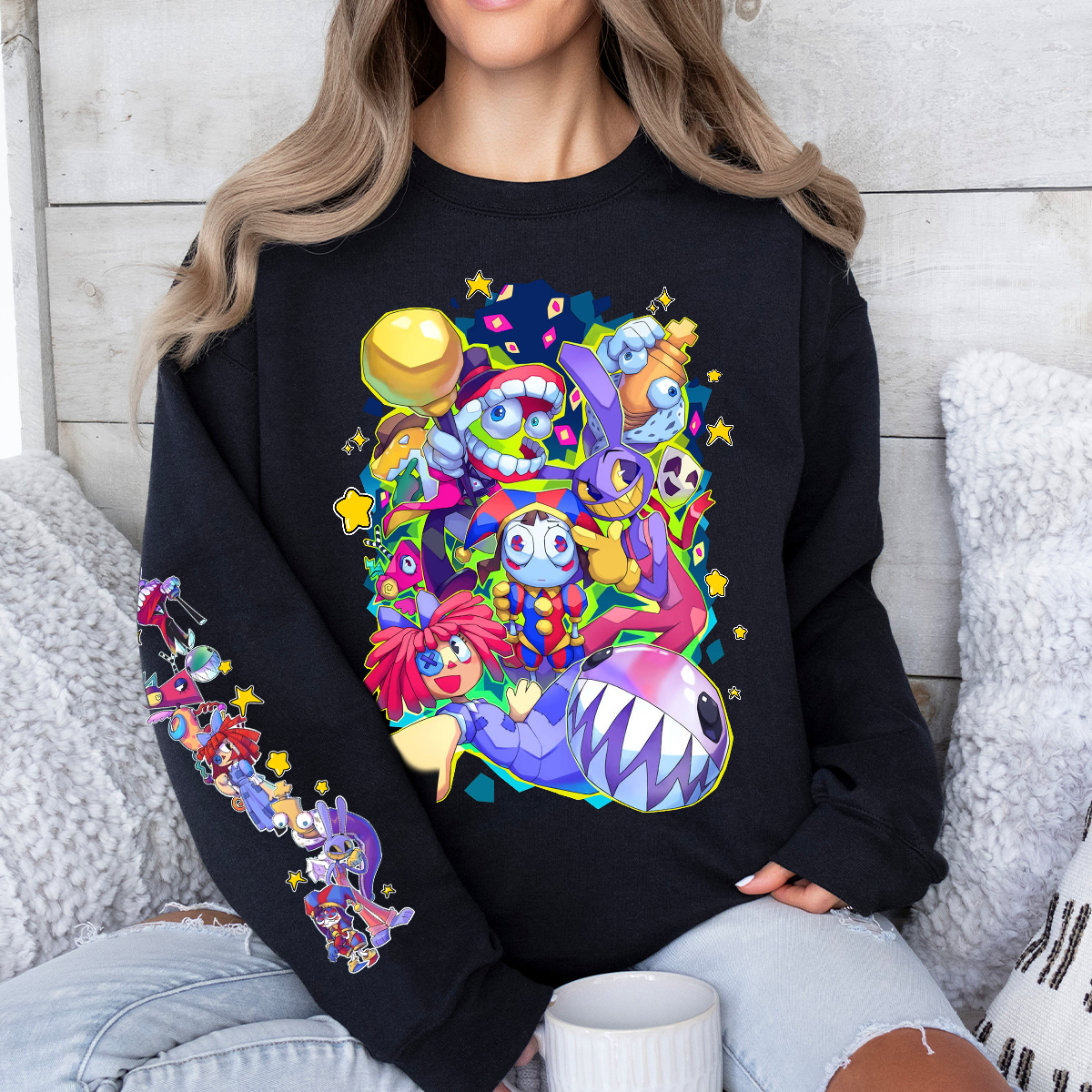 The Amazing Digital Circus Shirt, Trippy Digital Character Style Sweatshirt, Whimsical Cartoon Aesthetic Hoodie