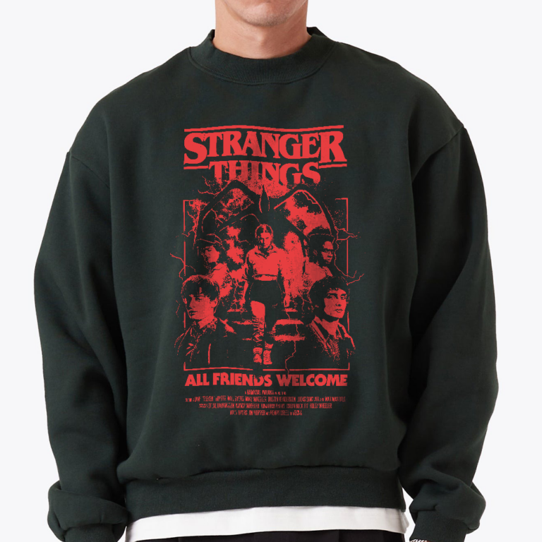Alternative view of Stranger Things Demogorgon Shirt, Holiday Edition with Christmas Sweatshirt
