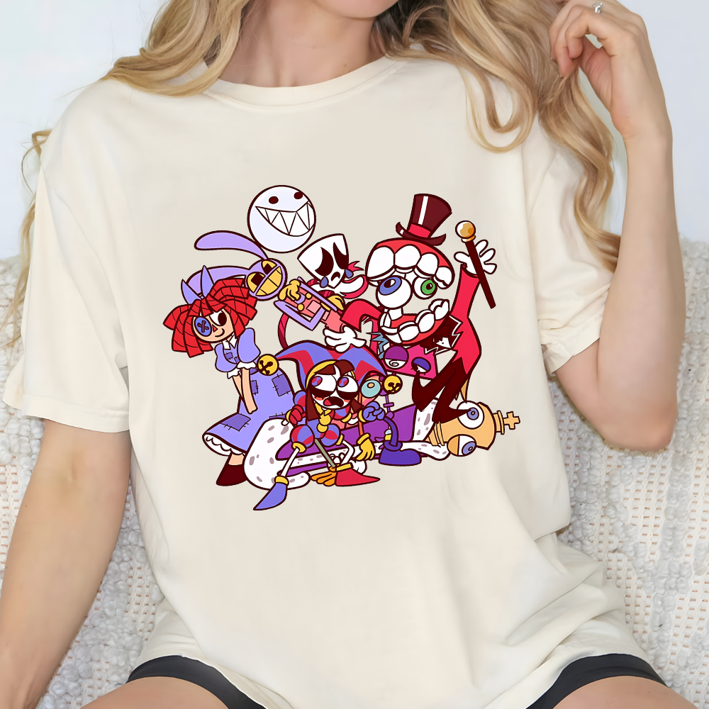 Digital Circus Japanese Graphic Tee, Pomni Themed Sweatshirt, Amazing Digital Circus style Hoodie - Image 2