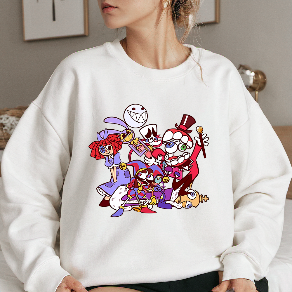 Digital Circus Japanese Graphic Tee, Pomni Themed Sweatshirt, Amazing Digital Circus style Hoodie - Image 4