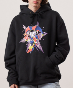 Alternative view of The Amazing Circus Pomni T-Shirt, Glitter Graphic Tee, Cute Cartoon Clown Shirt, Aesthetic Animation Top