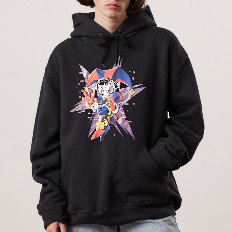 Alternative view of The Amazing Circus Pomni T-Shirt, Glitter Graphic Tee, Cute Cartoon Clown Shirt, Aesthetic Animation Top