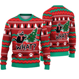 Funny Black Cat Ugly Christmas Sweater, Cat Christmas Sweatshirt, Cute Cat Pet Xmas Holiday Party Shirt, Christmas Gift For Men Women