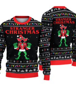 Stranger Things Ugly Christmas Sweatshirt, Funny Demogorgon Xmas Sweater, Upside Down Christmas Shirt, Ugly Christmas Sweater Party Gift