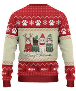 Alternative view of Christmas Cat Ugly Sweatshirt, Meowy Christmas Cats with Santa Claus Sweatshirt, Happy New Year Sweatshirt, Cat Lovers Sweater