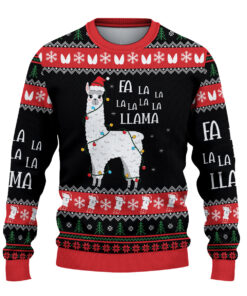 Alternative view of Fa La La Llama Ugly Christmas Sweater, Funny Llama Xmas Sweatshirt, Holiday Knit Pullover, Novelty Christmas Gift for Men & Women