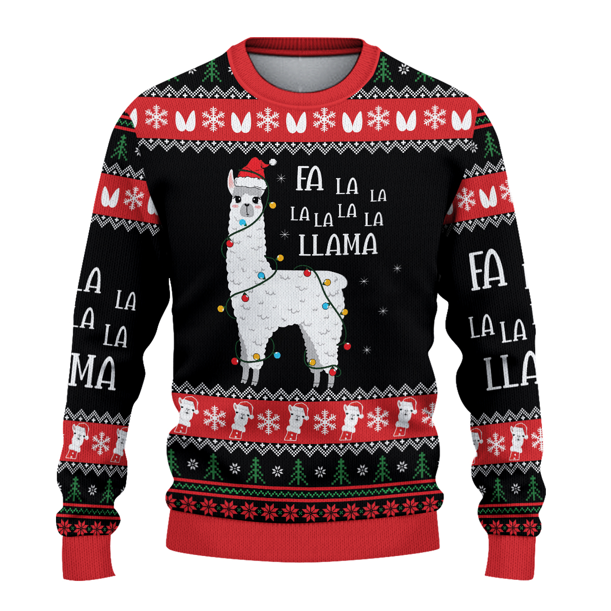Fa La La Llama Ugly Christmas Sweater, Funny Llama Xmas Sweatshirt, Holiday Knit Pullover, Novelty Christmas Gift for Men & Women - Image 2