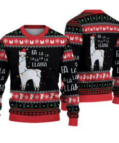 Fa La La Llama Ugly Christmas Sweater, Funny Llama Xmas Sweatshirt, Holiday Knit Pullover, Novelty Christmas Gift for Men & Women