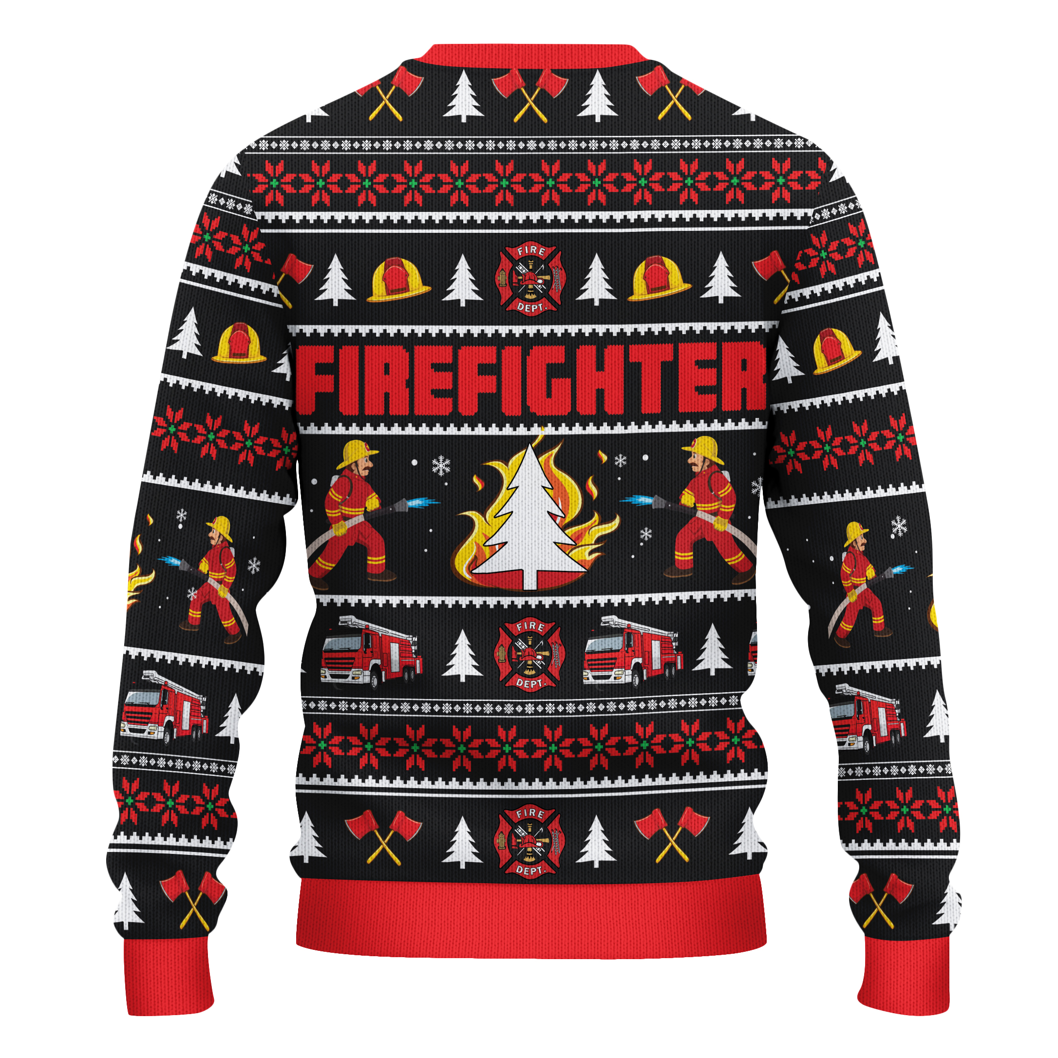 Firefighter Ugly Christmas Sweater, All Over Print Unisex Ugly Christmas Sweatshirt, Fire Truck Xmas Shirt - Image 3