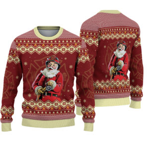 Firefighter Santa Ugly Christmas Sweater: Funny Fire Truck Holiday Pullover