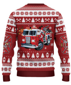Alternative view of Firefighter Ugly Christmas Holiday Sweatshirt, Gift for Firefighter, Firefighter Christmas Gifts, Firefighting Sweatshirt
