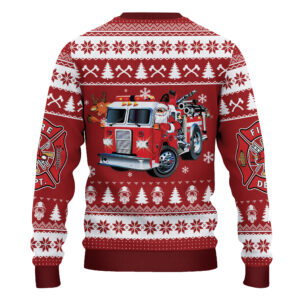 Alternative view of Firefighter Ugly Christmas Holiday Sweatshirt, Gift for Firefighter, Firefighter Christmas Gifts, Firefighting Sweatshirt