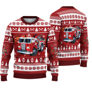 Firefighter Ugly Christmas Holiday Sweatshirt, Gift for Firefighter, Firefighter Christmas Gifts, Firefighting Sweatshirt