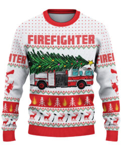Alternative view of Christmas Firefighter Ugly Sweater, Fireman Xmas Sweater, Firefighter Ugly Christmas Sweater, Fire Department Sweater For Men