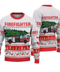 Christmas Firefighter Ugly Sweater, Fireman Xmas Sweater, Firefighter Ugly Christmas Sweater, Fire Department Sweater For Men