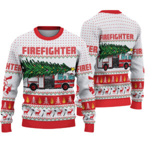 Christmas Firefighter Ugly Sweater, Fireman Xmas Sweater, Firefighter Ugly Christmas Sweater, Fire Department Sweater For Men