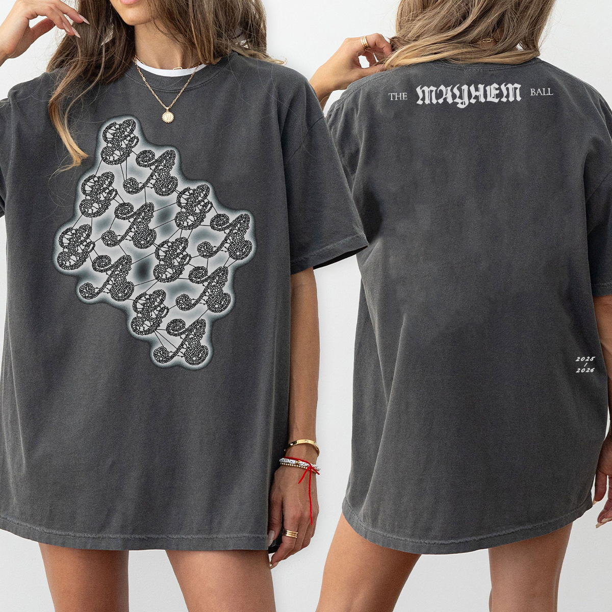 Mayhem Ball Lace Design T-Shirt: Unisex Bella Canvas Little Monster Tee - Image 4