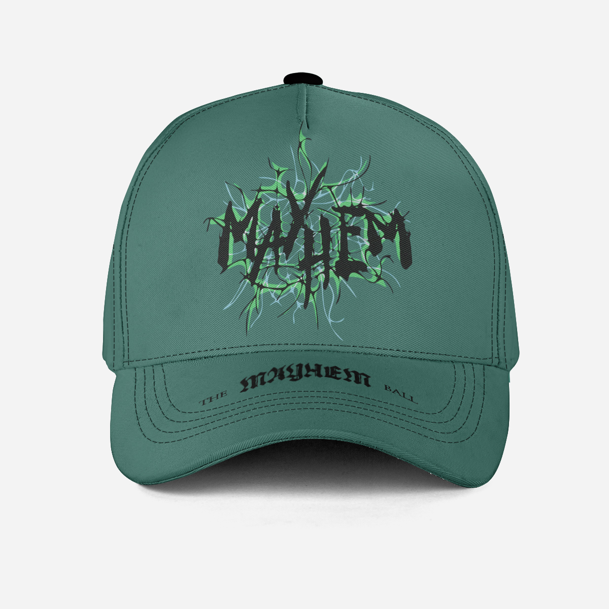 The Mayhem Ball Graphic Dad Hat - Teal Green Streetwear Cap
