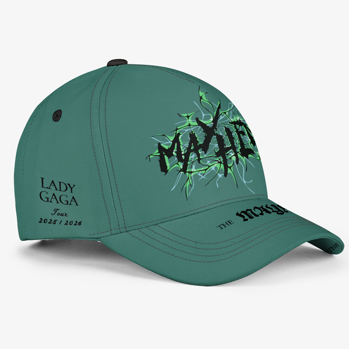 The Mayhem Ball Graphic Dad Hat - Teal Green Streetwear Cap - Image 3