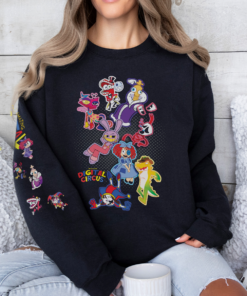 Surreal Circus Inspired Graphic Sweatshirt, Trippy Digital Character Style Shirt, Whimsical Cartoon Aesthetic T-shirt
