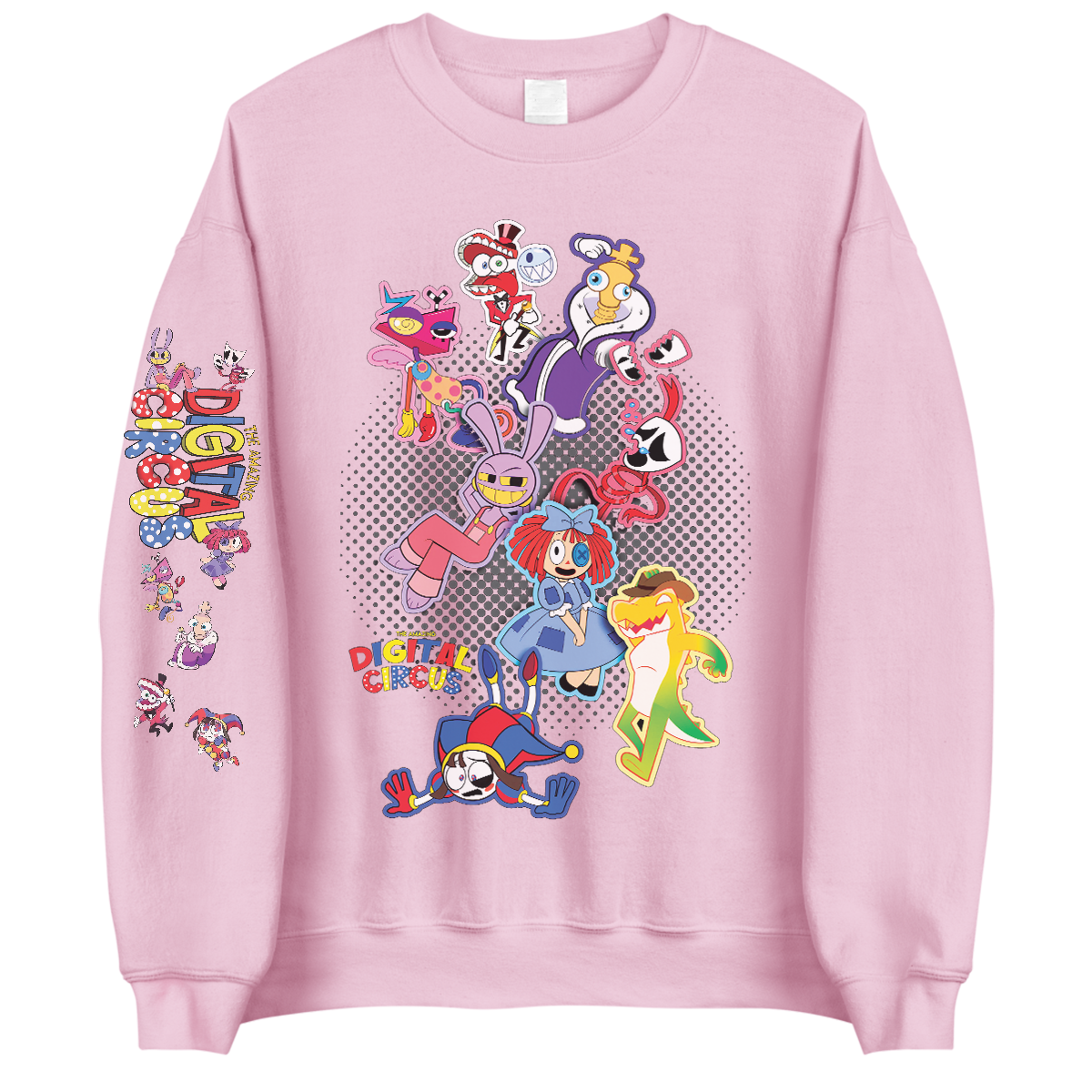 Surreal Circus Inspired Graphic Sweatshirt, Trippy Digital Character Style Shirt, Whimsical Cartoon Aesthetic T-shirt - Image 4