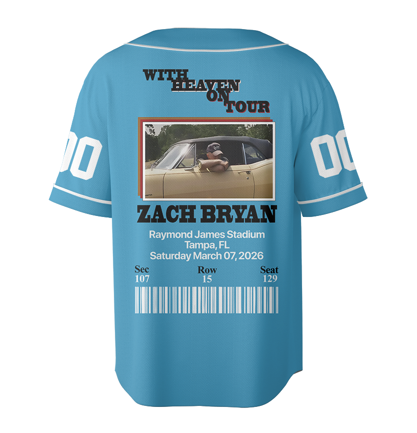 Personalized Zach Bryan Concert Baseball Jersey, Physical Souvenir Ticket - Image 3