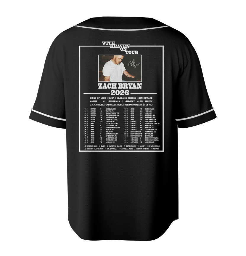 Zach Bryan With Heaven On Tour 2026 Baseball Jersey, Zach Bryan Jersey, Zach Bryan Country Music - Image 3