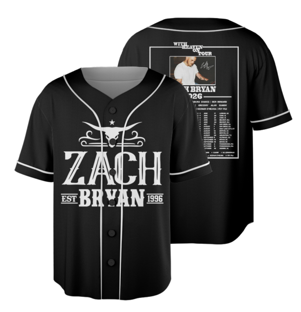 Zach Bryan With Heaven On Tour 2026 Baseball Jersey, Zach Bryan Jersey, Zach Bryan Country Music
