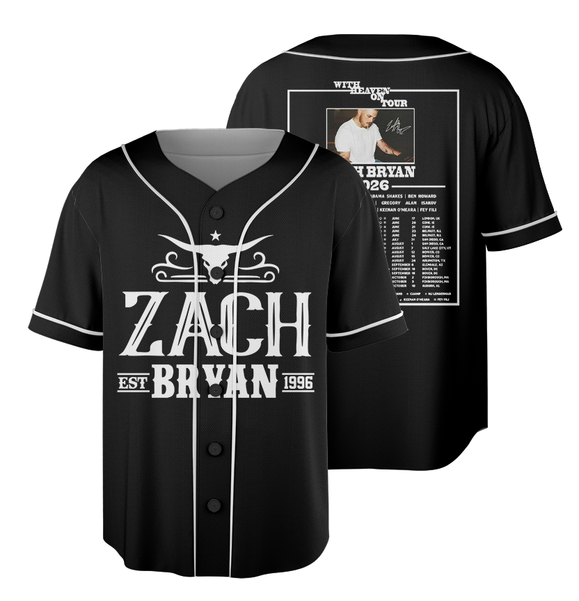 Zach Bryan With Heaven On Tour 2026 Baseball Jersey, Zach Bryan Jersey, Zach Bryan Country Music