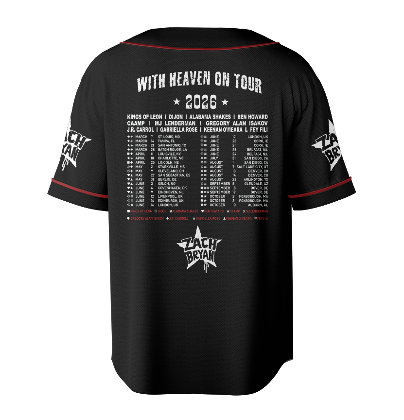 Zach Bryan Tour 2026 Baseball Jersey, With Heaven On Country Music Fan Merch, Kids & Youth Concert Jersey Gift - Image 3