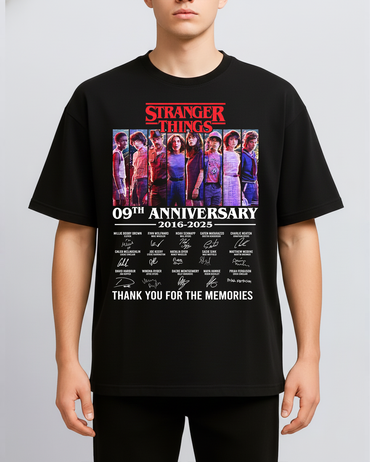 Stranger Things Unisex Tonal Eleven Group Pose Organic Short Sleeve T-Shirt, Sweatshirt, Hoodie - Image 2